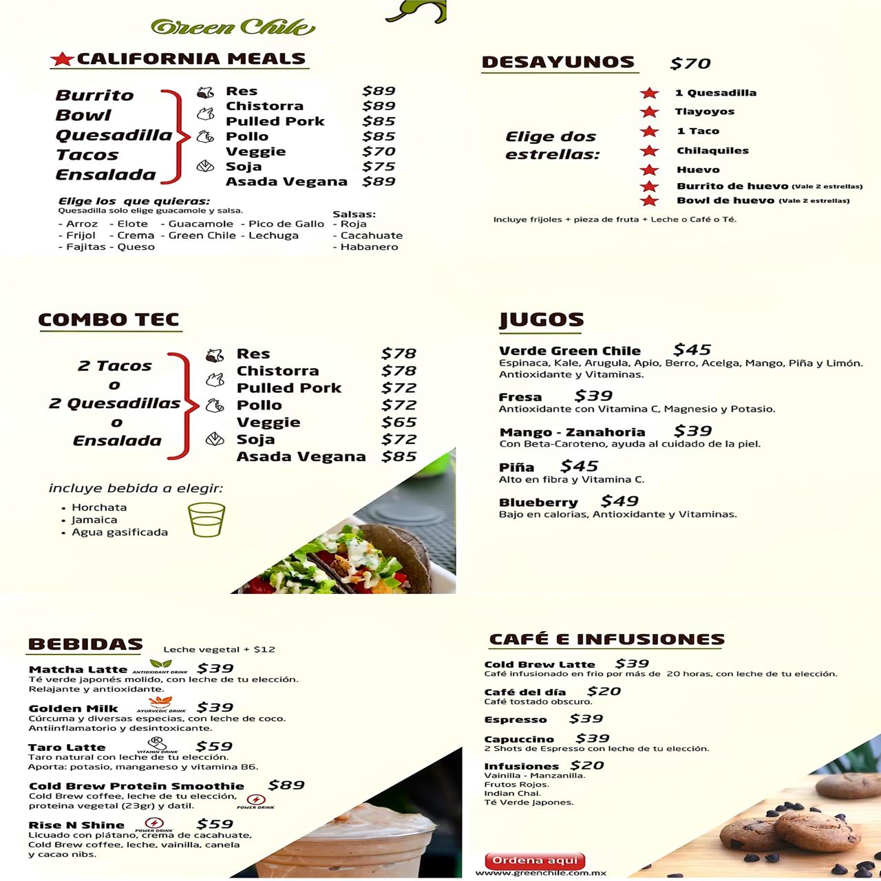 Green Chile menú